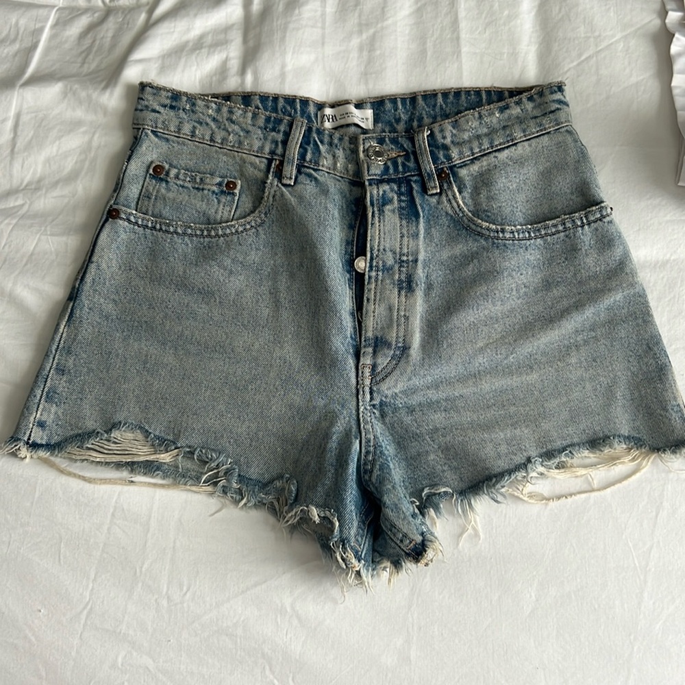 Zara high rise jean shorts